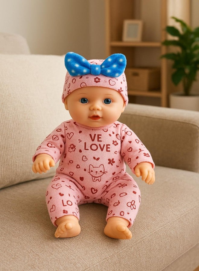Ladli Premium Cute Baby Doll | Ultra Soft, Safe Fabric | Great for Birthdays & Festivals Kids' Backpack Doll Carrier with Bunny Design, Pink and Yellow with Blue Ears, Educational Toy - Image 2